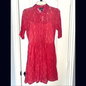 Dots Coral Lace Dress